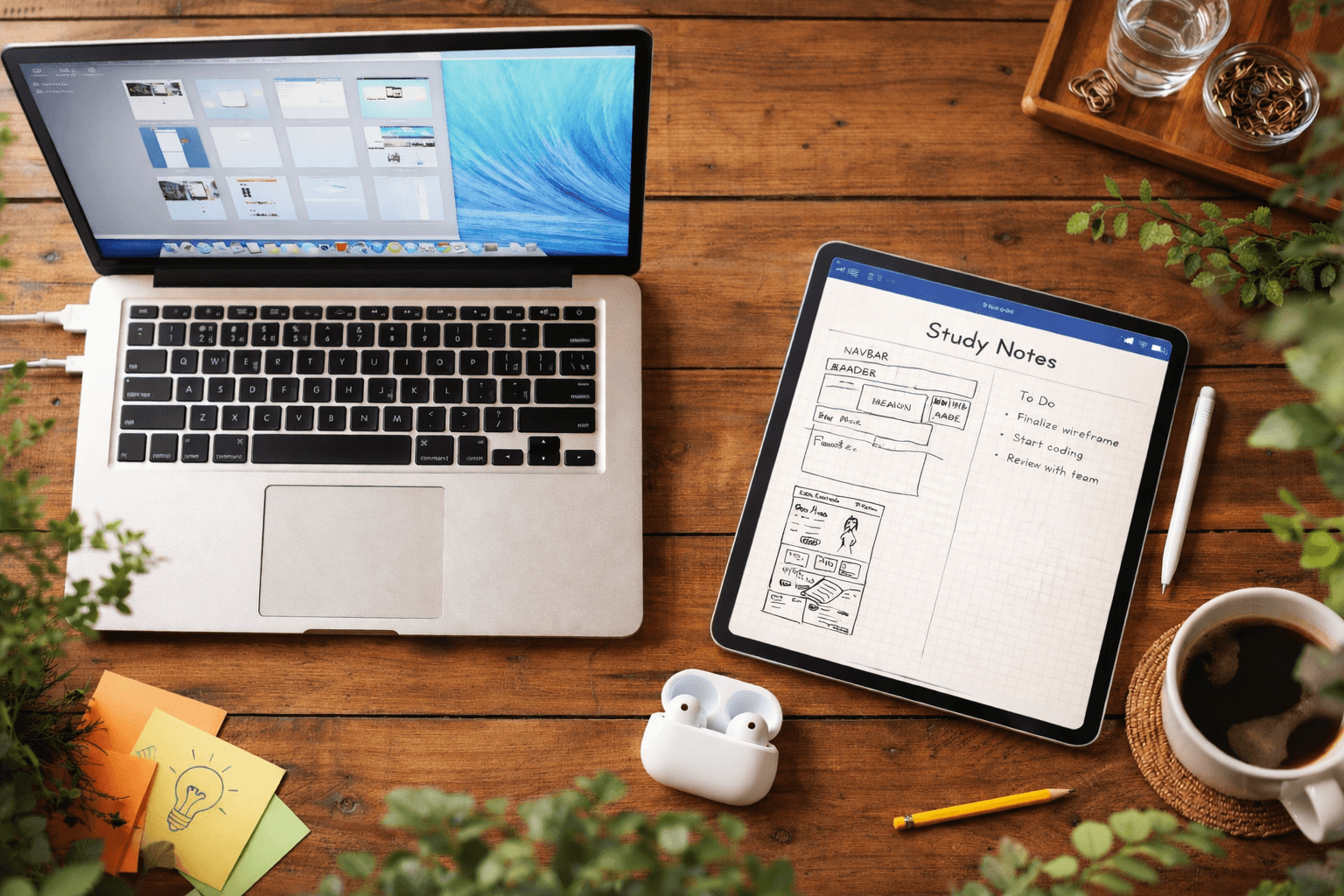 Planner-style workspace shown on an iPad screen